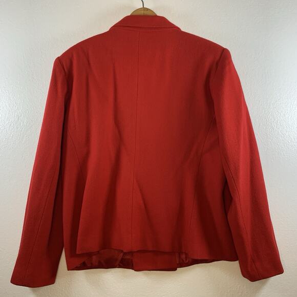 Vintage Womens 100% Wool Double Breasted Blazer Sz 16 Red Old Money Gold Button - Picture 3 of 14